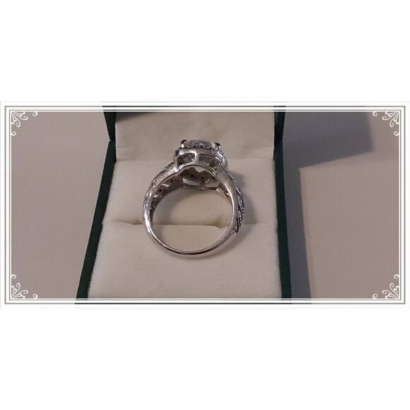 Stunning Vintage 5.25 Ct. Oval & Round Halo/Leaf Design Engagement Ring Sz 8 - Picture 3 of 5